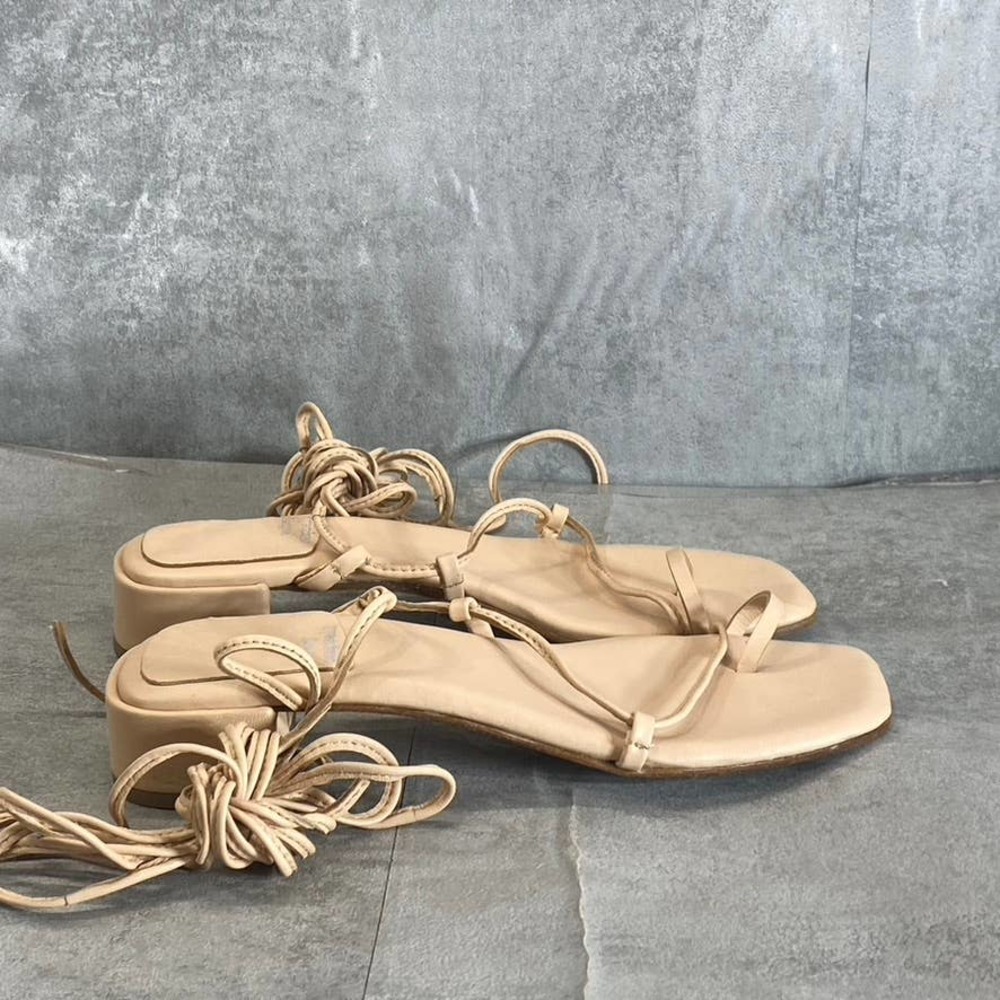 Jeffrey Campbell Women's Blush Leather Agate-2 Square-Toe Block-Heel Sandals SZ7